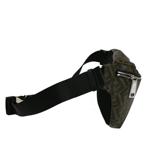 Auth FENDI Logo Zucca Diagonal Belt Shoulder Bag PVC Leather Brown - Picture 14 of 16